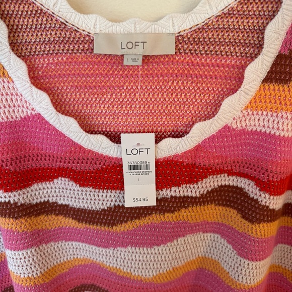Ann Taylor Loft pink scalloped sweater knit tank top size large NEW! - Picture 6 of 9